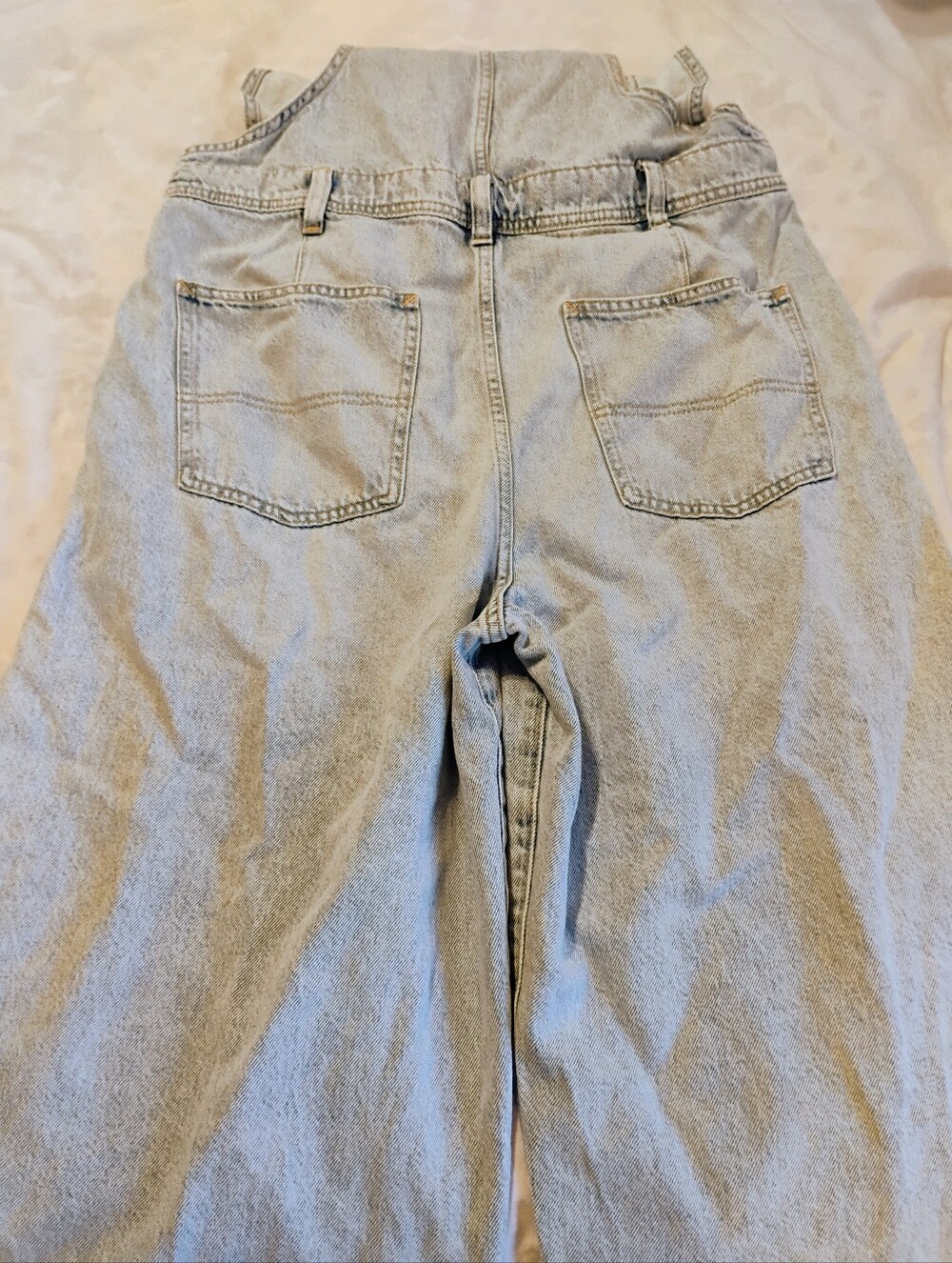 Light Wash Denim Overalls Jumpsuit - Casual Wide-Leg - Picture 8 of 11
